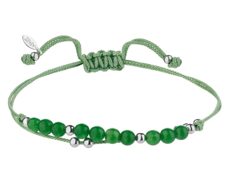 Bransoletka z elementami srebra i kamieniami chalcedonu - kulki