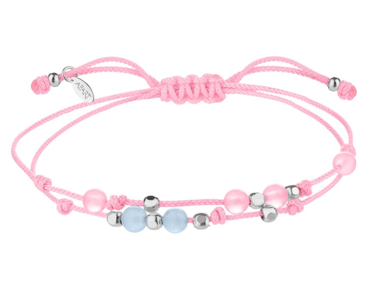 Bransoletka z elementami srebra i kamieniami chalcedonu - kulki