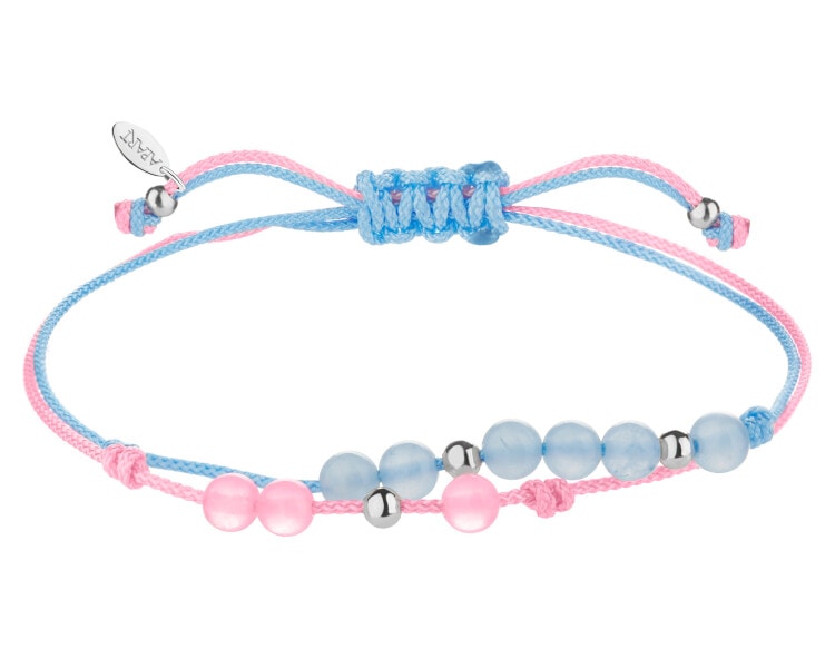 Bransoletka z elementami srebra i kamieniami chalcedonu - kulki