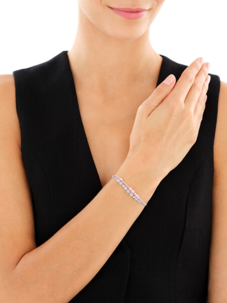 Bransoletka z elementami srebra i kamieniami chalcedonu - kulki