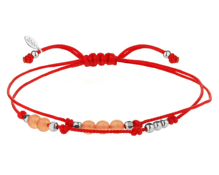 Bransoletka z elementami srebra i kamieniami chalcedonu - kulki