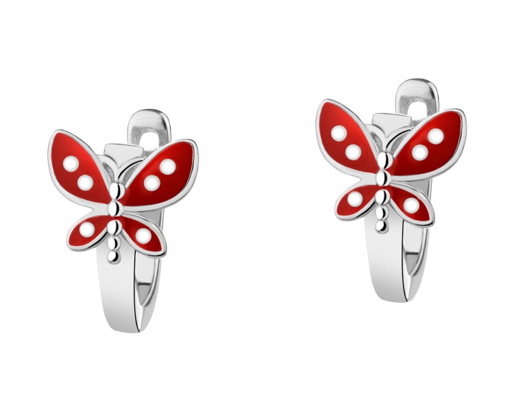 Stříbrné náušnice se smaltem - motýli