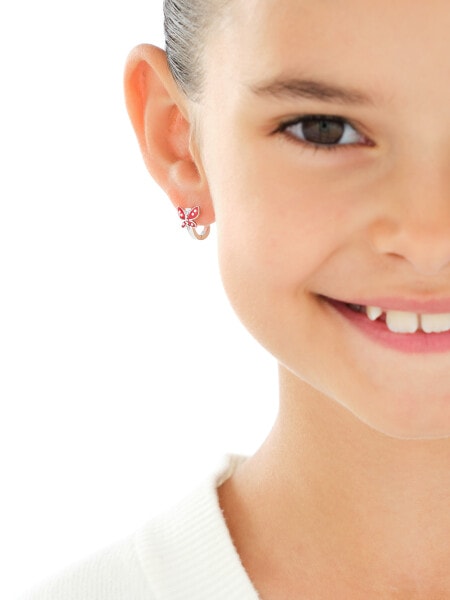 Stříbrné náušnice se smaltem - motýli