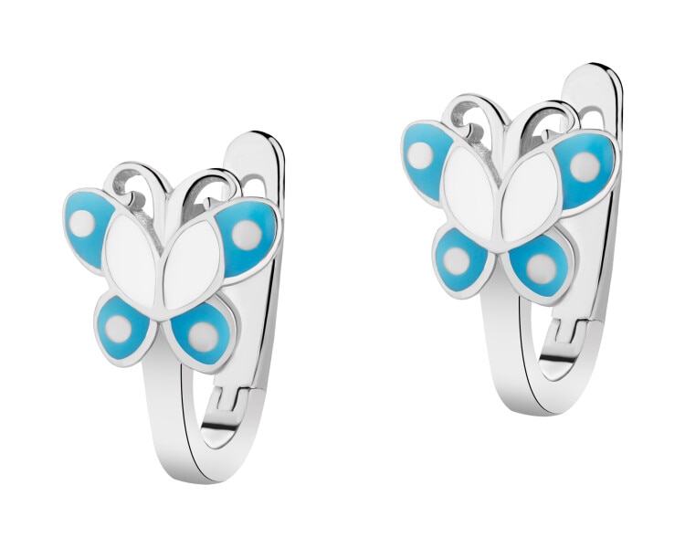 Stříbrné náušnice se smaltem - motýli