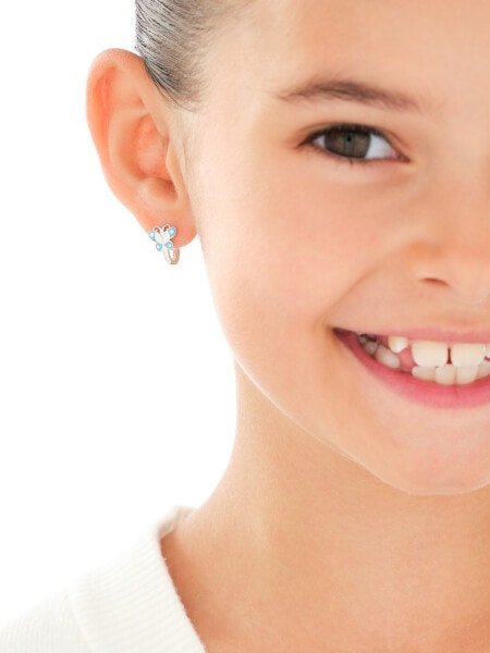 Stříbrné náušnice se smaltem - motýli