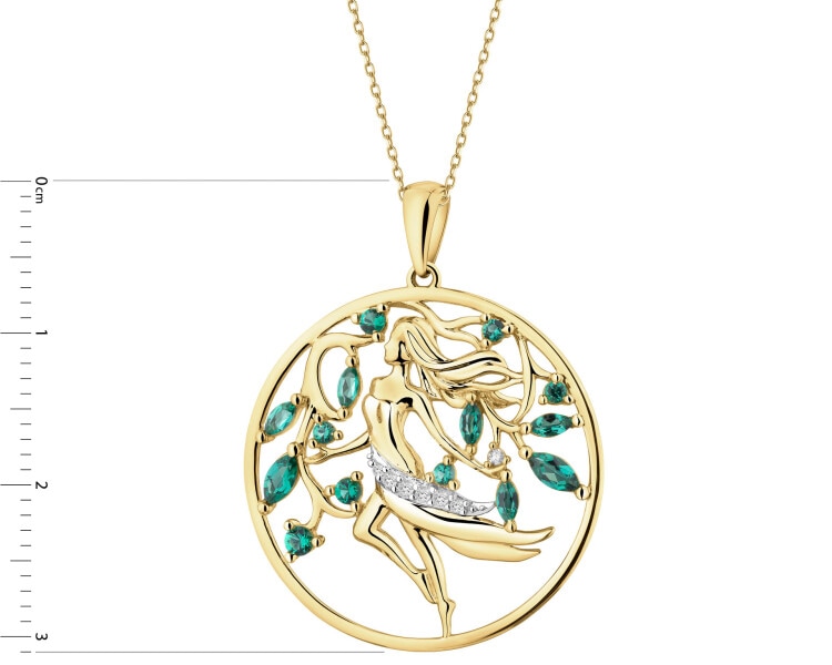 14 K Rhodium-Plated Yellow Gold Necklace with Diamonds - fineness 9 K