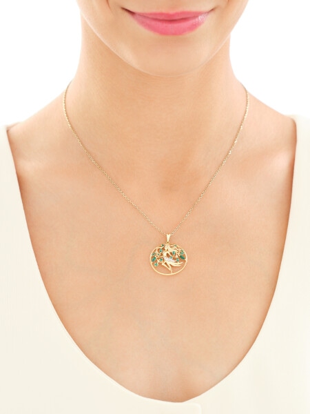 14 K Rhodium-Plated Yellow Gold Necklace with Diamonds - fineness 9 K