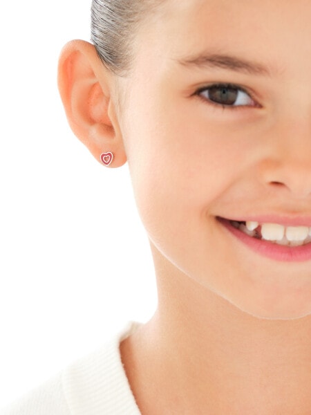 Stříbrné náušnice se smaltem - srdce