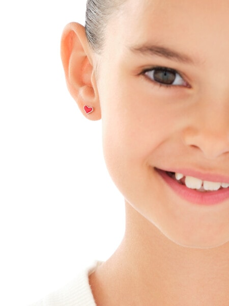 Stříbrné náušnice se smaltem - srdce