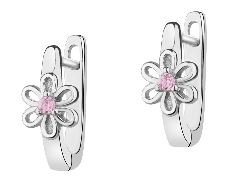 Stříbrné náušnice se zirkony - květy