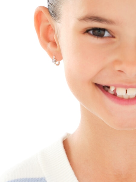 Stříbrné náušnice se zirkony - květy