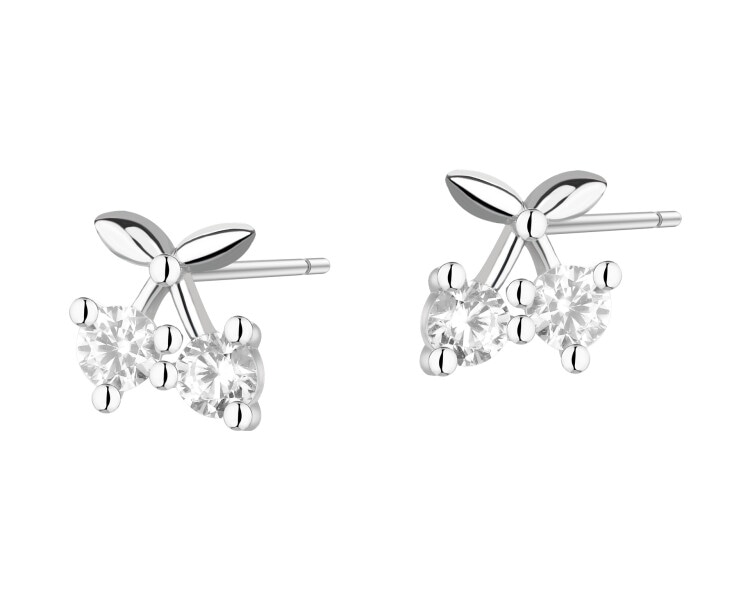 Stříbrné náušnice se zirkony - višně