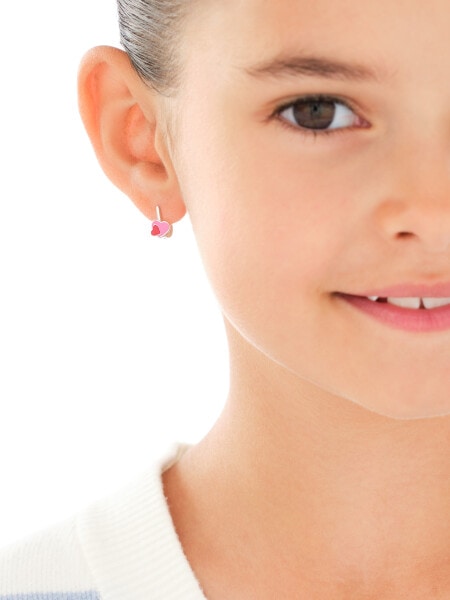 Stříbrné náušnice se smaltem - srdce