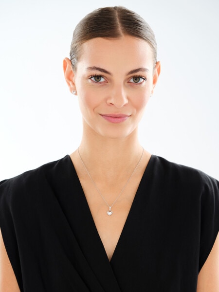 Srebrne kolczyki i zawieszka z cyrkoniami - komplet - serca