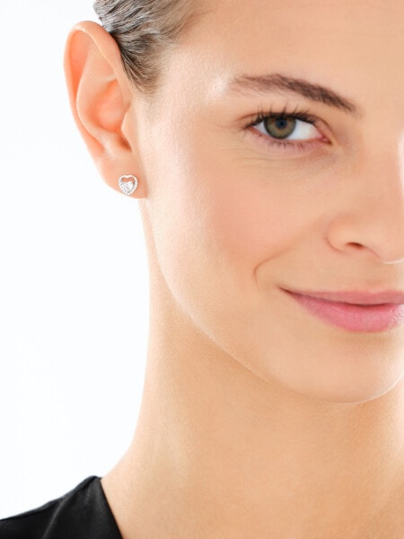 Srebrne kolczyki i zawieszka z cyrkoniami - komplet - serca