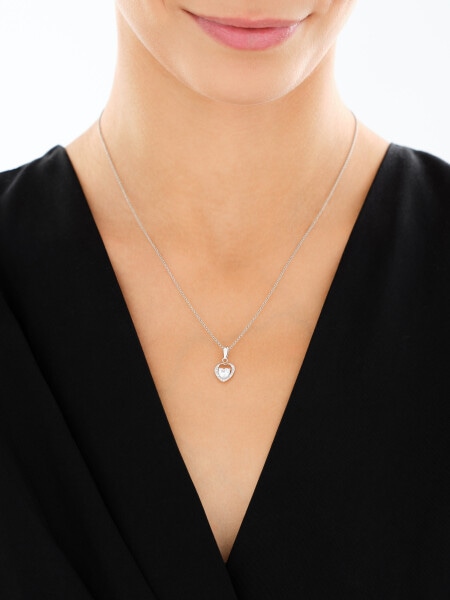 Srebrne kolczyki i zawieszka z cyrkoniami - komplet - serca