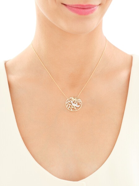 14 K Rhodium-Plated Yellow Gold Necklace with Diamonds - 0,08 ct - fineness 14 K