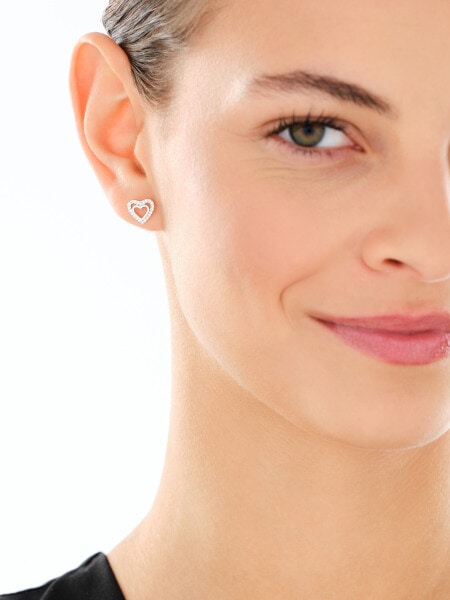 Srebrne kolczyki i zawieszka z cyrkoniami - komplet - serca