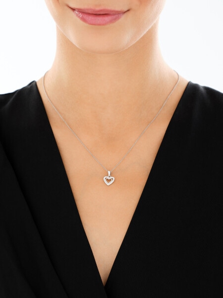 Srebrne kolczyki i zawieszka z cyrkoniami - komplet - serca