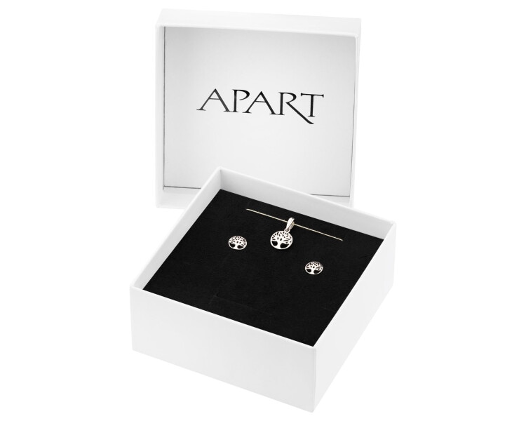 Srebrne kolczyki i zawieszka - komplet - drzewa