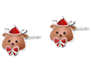 Stříbrné náušnice s emailem - sobi