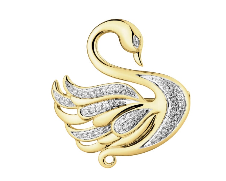 14 K Rhodium-Plated Yellow Gold Necklace with Diamonds - 0,20 ct - fineness 14 K