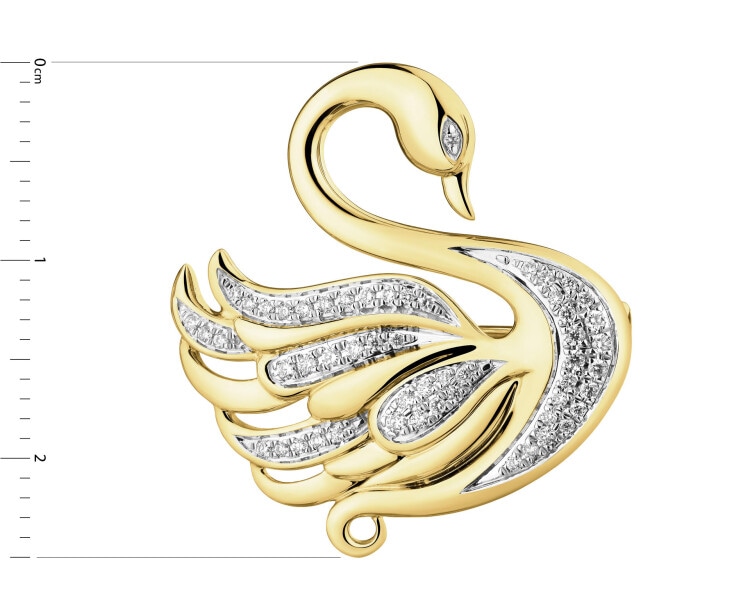 14 K Rhodium-Plated Yellow Gold Necklace with Diamonds - 0,20 ct - fineness 14 K