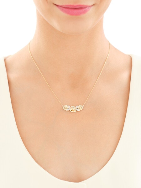 14 K Rhodium-Plated Yellow Gold Necklace with Diamonds - 0,05 ct - fineness 14 K