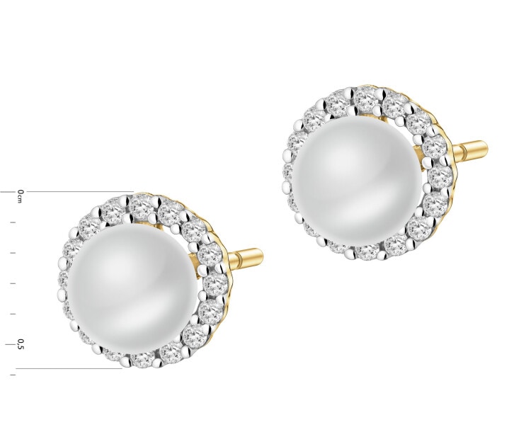 14 K Rhodium-Plated Yellow Gold Necklace with Diamonds - fineness 14 K