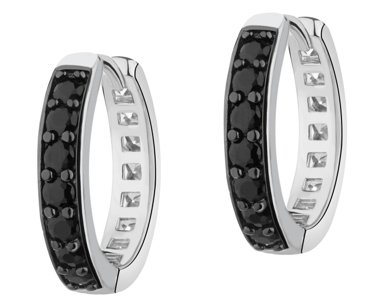 Stříbrné náušnice se zirkony - kroužky