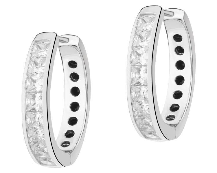 Stříbrné náušnice se zirkony - kroužky