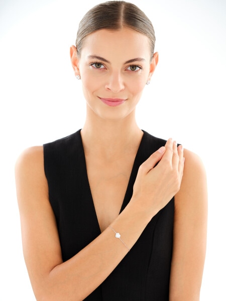 Bransoletka srebrna z cyrkoniami - serce