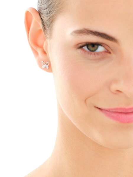 Stříbrné náušnice se zirkony - motýli