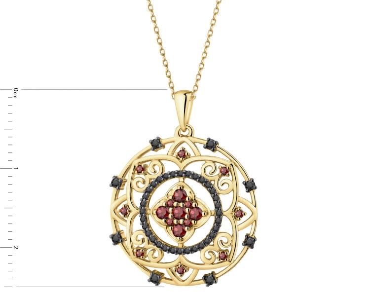 14 K Rhodium-Plated Yellow Gold Necklace with Diamonds - fineness 14 K