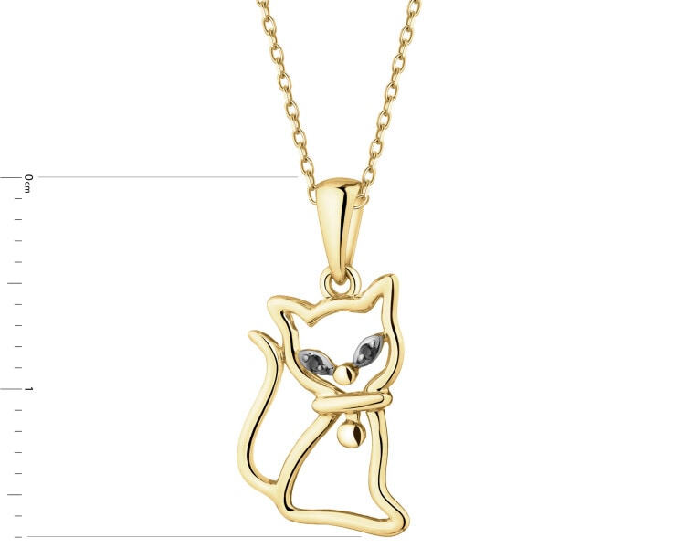 14 K Rhodium-Plated Yellow Gold Necklace with Diamonds - 0,006 ct - fineness 9 K