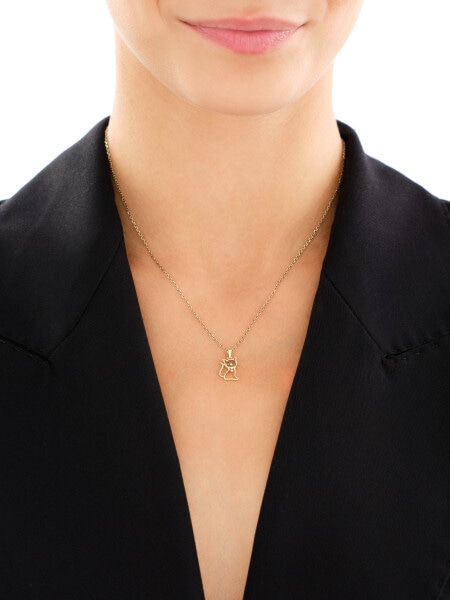 14 K Rhodium-Plated Yellow Gold Necklace with Diamonds - 0,006 ct - fineness 9 K