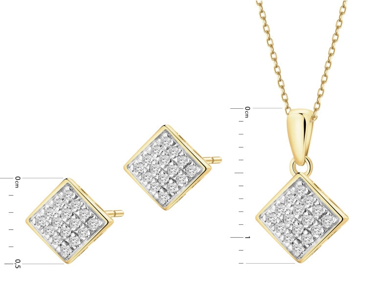 14 K Rhodium-Plated Yellow Gold Necklace with Diamonds - 0,15 ct - fineness 9 K