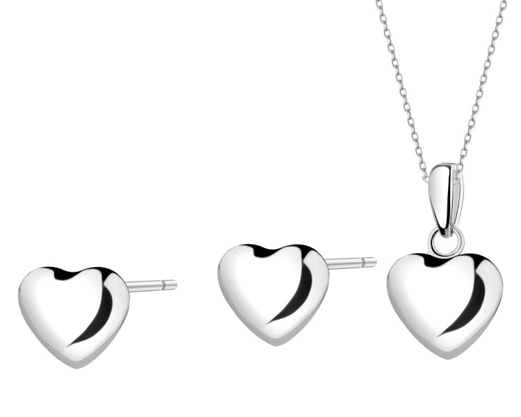 Srebrne kolczyki i zawieszka - komplet - serca