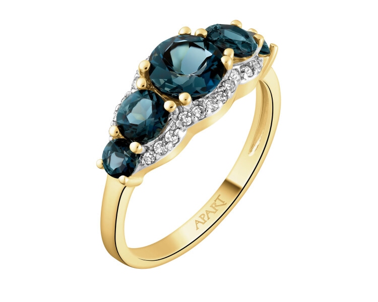 14 K Rhodium-Plated Yellow Gold Necklace with Diamonds - fineness 14 K