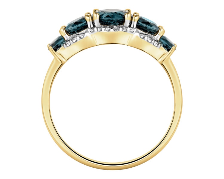 14 K Rhodium-Plated Yellow Gold Necklace with Diamonds - fineness 14 K