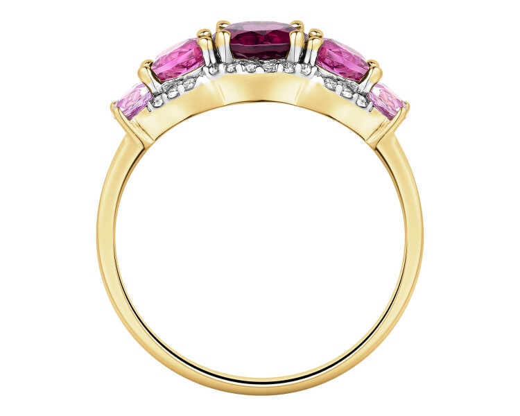 14 K Rhodium-Plated Yellow Gold Necklace with Diamonds - fineness 14 K