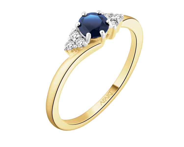 14 K Rhodium-Plated Yellow Gold Necklace with Diamonds - fineness 14 K