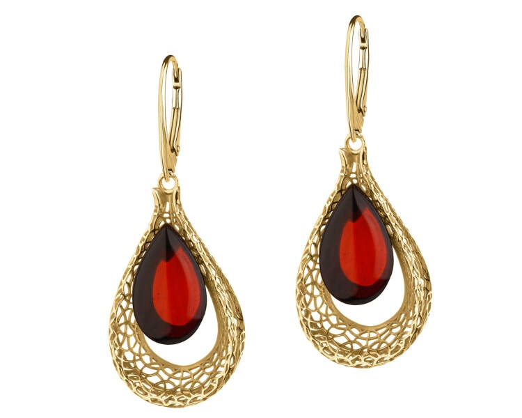 Kolczyki srebrne z bursztynem