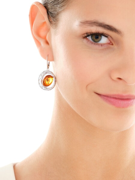 Kolczyki srebrne z bursztynem