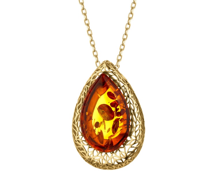 Stříbrný přívěsek s jantarem