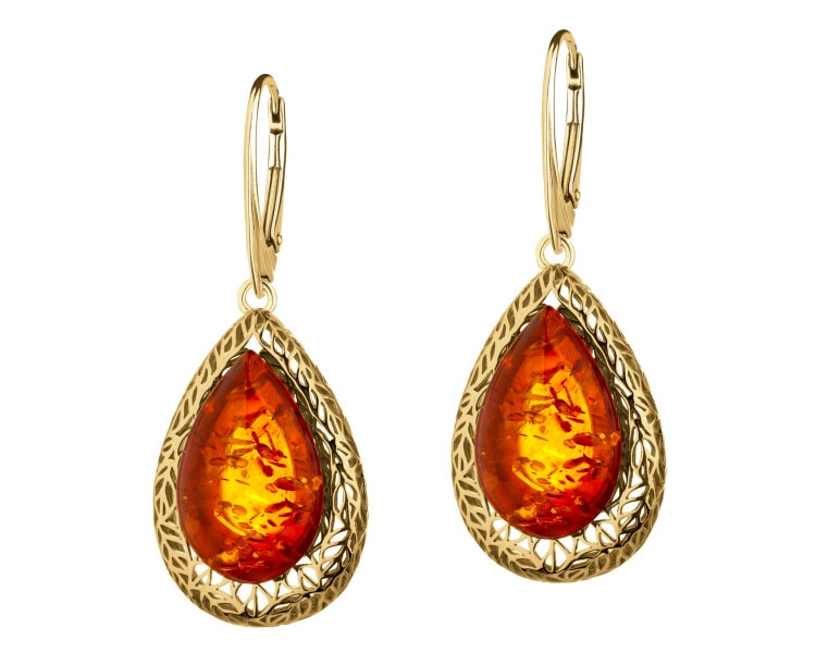 Kolczyki srebrne z bursztynem