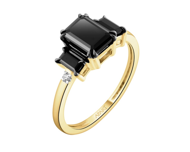 14 K Rhodium-Plated Yellow Gold Necklace with Diamonds - fineness 14 K