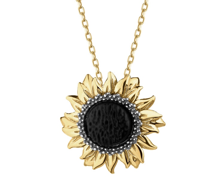 Zawieszka srebrna z bursztynem - słonecznik