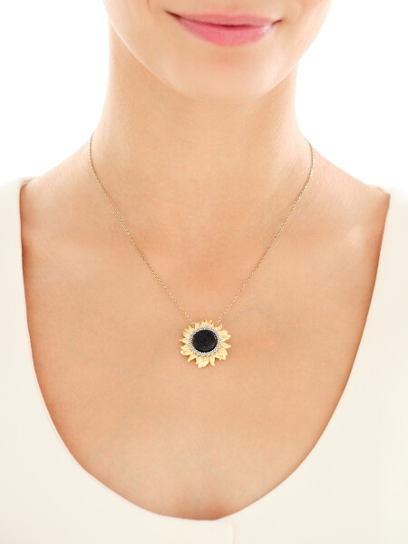 Zawieszka srebrna z bursztynem - słonecznik