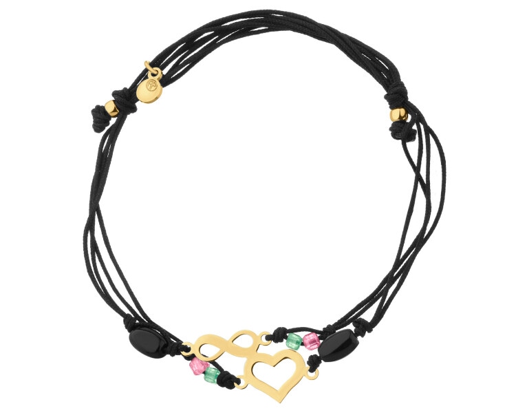 Bransoletka z elementami srebra, cyrkoniami i agatami - serce, nieskończoność